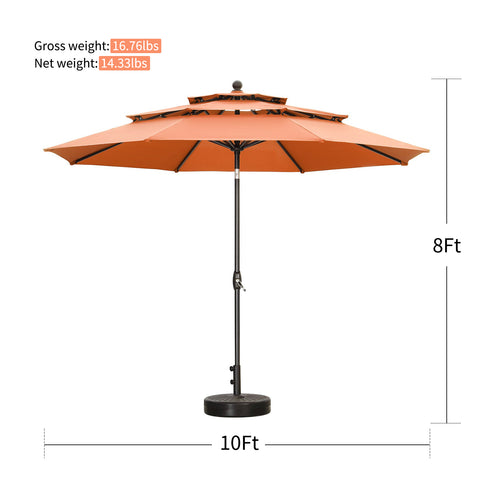 Ainfox 10FT 3 tier vented Patio Umbrella Outdoor Table Umbrella,Market Umbrella with Push Button Tilt and Crank for Garden, Lawn, Deck, Backyard & Pool