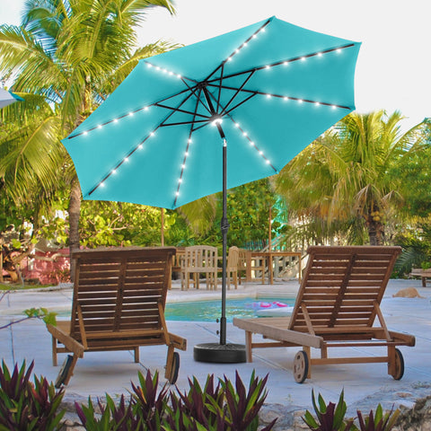 Ainfox 10Ft Solar Powered 40 LED Lighted Aluminum Patio Table Market Umbrella