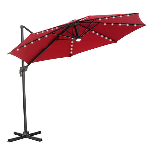 UNIDAZE 10 Ft Patio Offset Cantilever Umbrella 360°Rotation Garden Hanging Umbrella with Cross Base