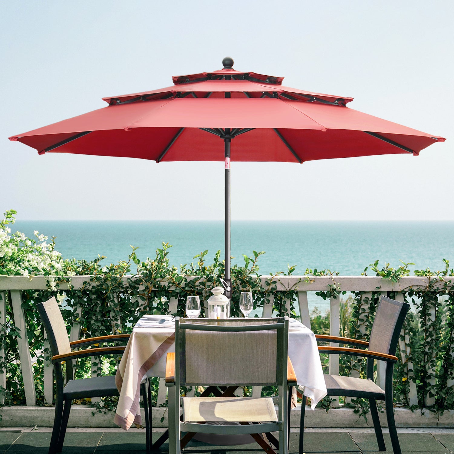 Ainfox 10FT 3 tier vented Patio Umbrella Outdoor Table Umbrella,Market –  AINFOX