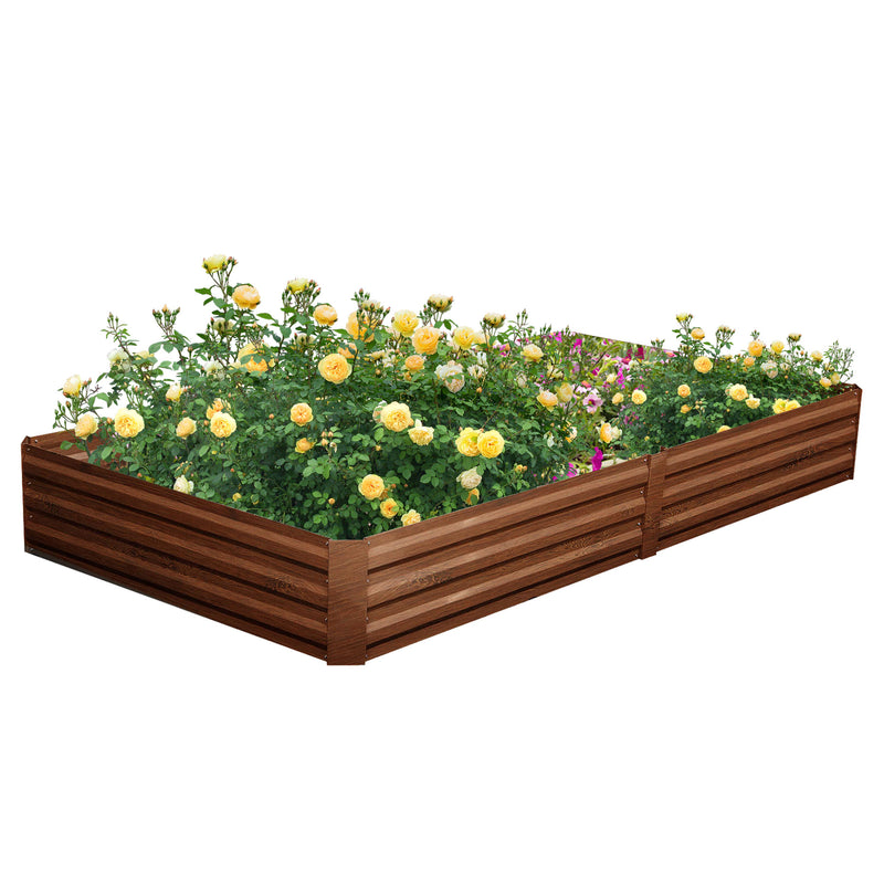 Ainfox 8x4 Ft Raised Metal Garden Bed,Corrugated Steel Planter For Flowers And Vegetables,Brown