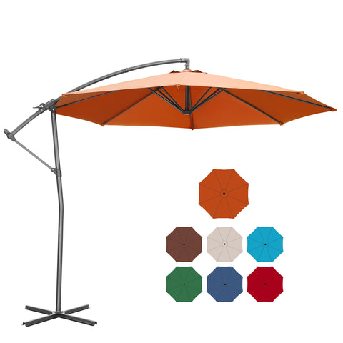 Ainfox 10FT Patio Offset Umbrella with 360 Degree Rotation and Cross Base for Garden Outdoor Swimming Pool & Large Market