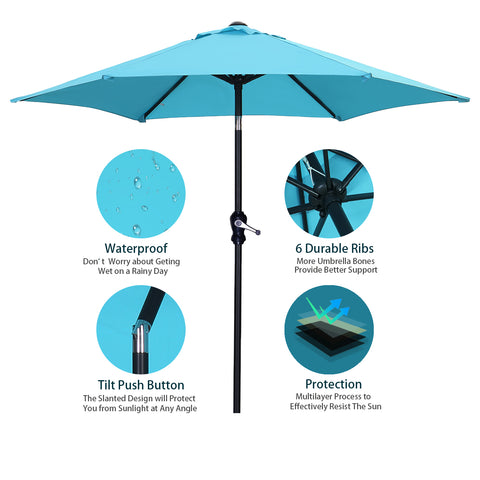 Ainfox 7.5FT Patio Umbrella Outdoor Table Umbrella,Market Umbrella with Push Button Tilt and Crank for Garden, Lawn, Deck, Backyard & Pool