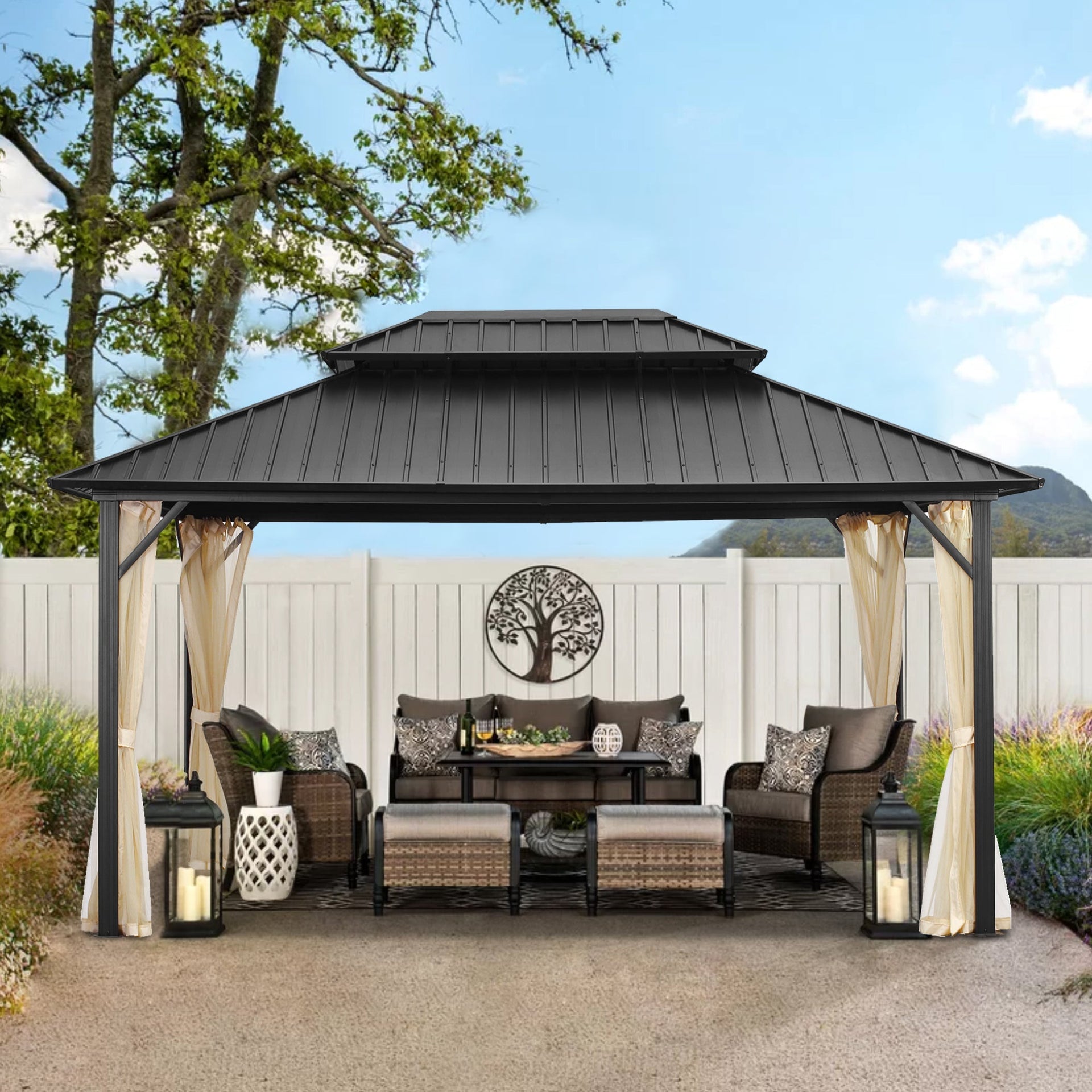 12*16Ft Patio Gabezo Outdoor Canopy Mosquito 2200lbs weight capacity snow