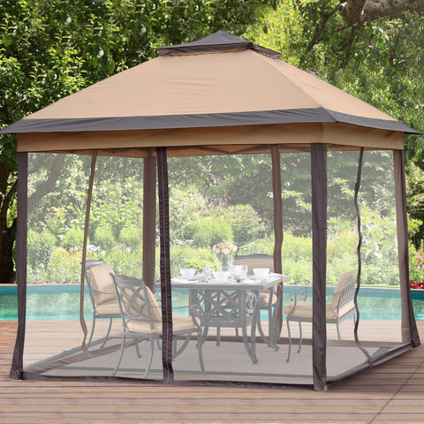 Ainfox Outdoor Pop Up Canopy with Sidewalls, Double-roofed & Extended Eaves