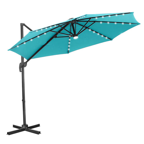 UNIDAZE 10 Ft Patio Offset Cantilever Umbrella 360°Rotation Garden Hanging Umbrella with Cross Base