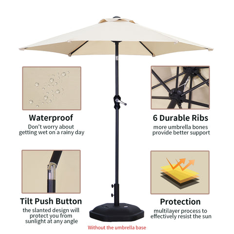 Ainfox 7.5FT Patio Umbrella Outdoor Table Umbrella,Market Umbrella with Push Button Tilt and Crank for Garden, Lawn, Deck, Backyard & Pool