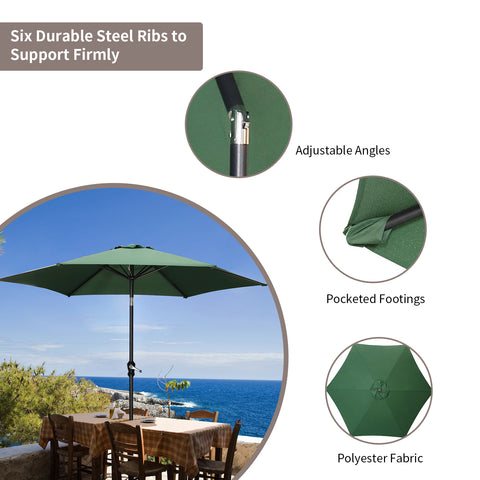 Ainfox 7.5FT Patio Umbrella Outdoor Table Umbrella,Market Umbrella with Push Button Tilt and Crank for Garden, Lawn, Deck, Backyard & Pool