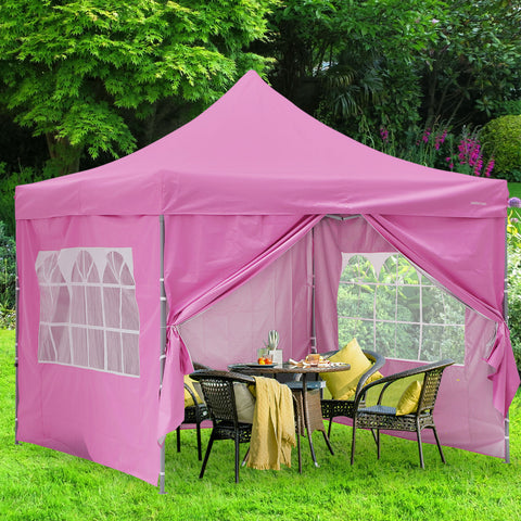 Ainfox 10x10 Feet Pop Up Backyard Canopy Tent, Instant Folding Shelter with 4 Sidewalls and Roller Bag for Party