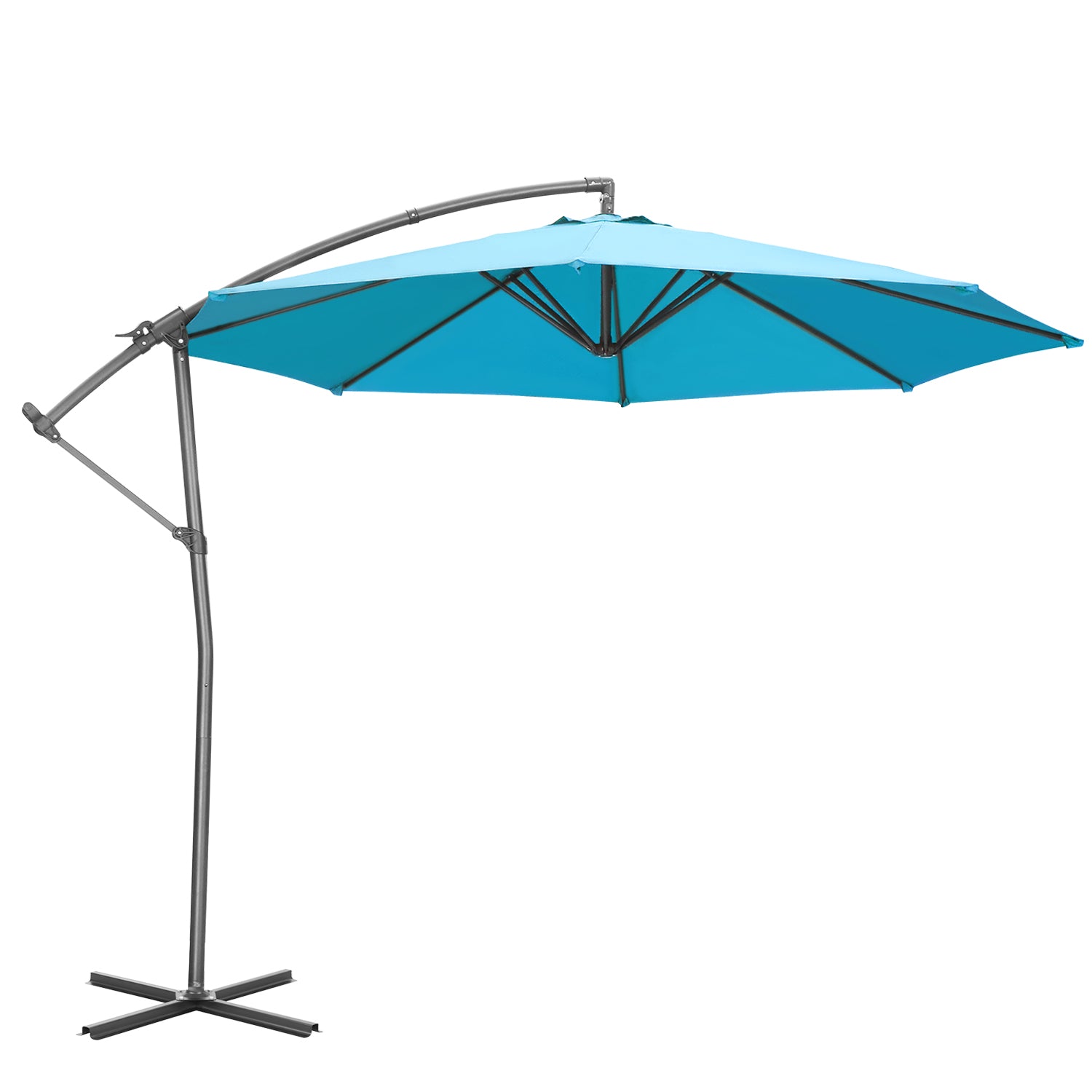 10FT Patio Offset Umbrella 360 Degree Rotation Cross Base Garden Outdoor Swimming Pool & Large Market