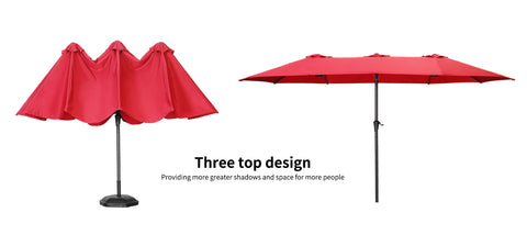 15Ft Double-Sided Patio Umbrella Outdoor Market Umbrella with Crank/Without Base