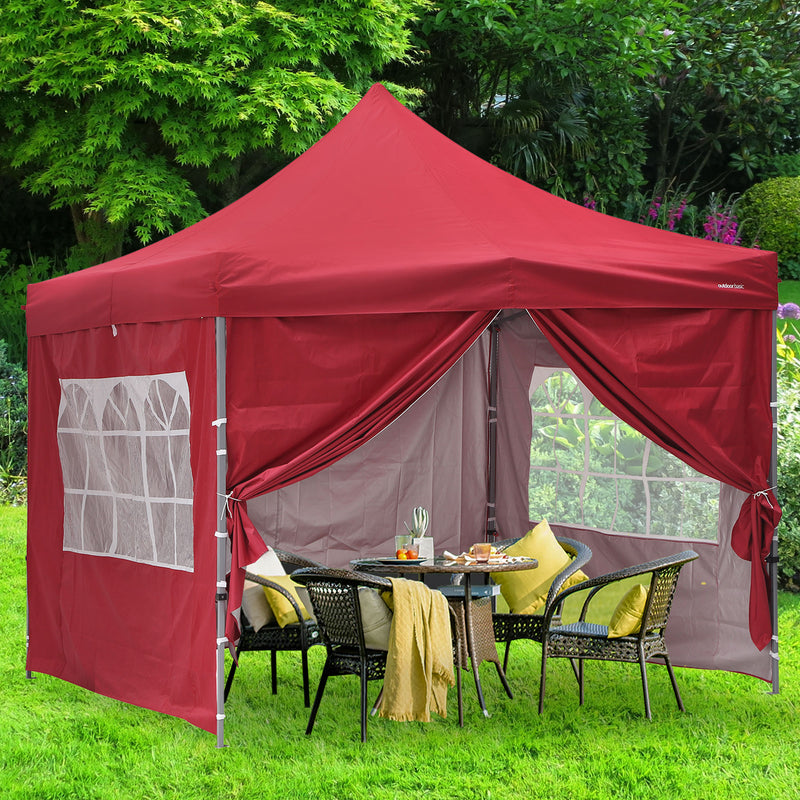 Ainfox 10x10 Feet Pop Up Backyard Canopy Tent, Instant Folding Shelter with 4 Sidewalls and Roller Bag for Party