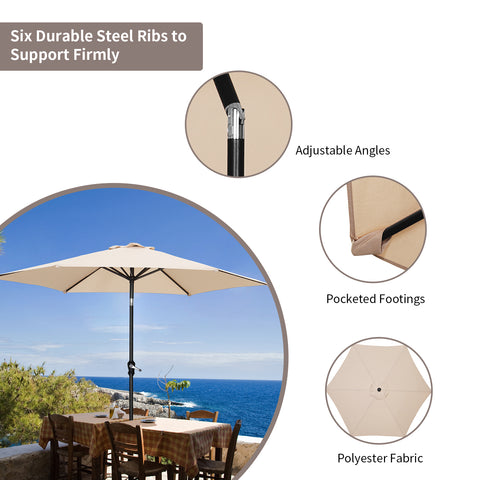 Ainfox 7.5FT Patio Umbrella Outdoor Table Umbrella,Market Umbrella with Push Button Tilt and Crank for Garden, Lawn, Deck, Backyard & Pool