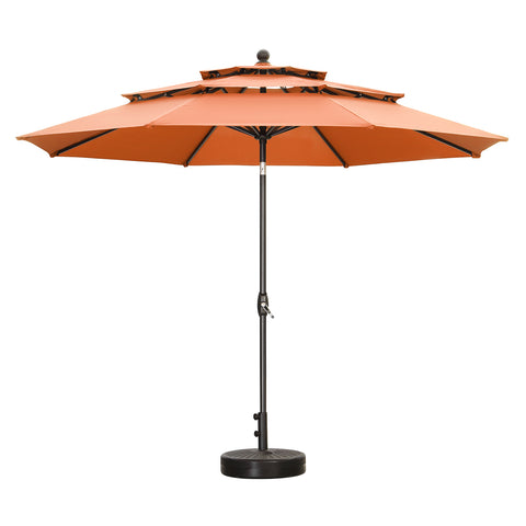 Ainfox 10FT 3 tier vented Patio Umbrella Outdoor Table Umbrella,Market Umbrella with Push Button Tilt and Crank for Garden, Lawn, Deck, Backyard & Pool