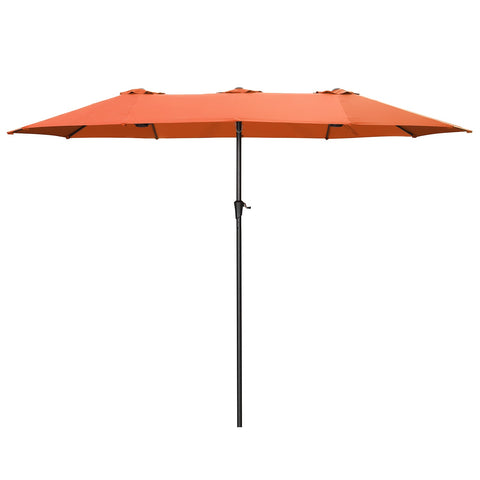 15Ft Double-Sided Patio Umbrella Outdoor Market Umbrella with Crank/Without Base