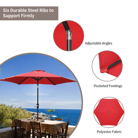 Ainfox 7.5FT Patio Umbrella Outdoor Table Umbrella,Market Umbrella with Push Button Tilt and Crank for Garden, Lawn, Deck, Backyard & Pool