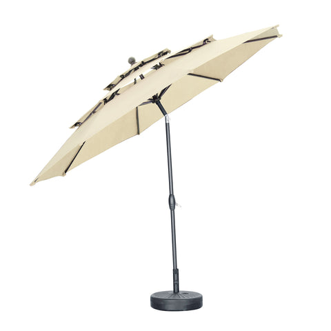 Ainfox 10FT 3 tier vented Patio Umbrella Outdoor Table Umbrella,Market Umbrella with Push Button Tilt and Crank for Garden, Lawn, Deck, Backyard & Pool