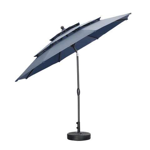 Ainfox 10FT 3 tier vented Patio Umbrella Outdoor Table Umbrella,Market Umbrella with Push Button Tilt and Crank for Garden, Lawn, Deck, Backyard & Pool