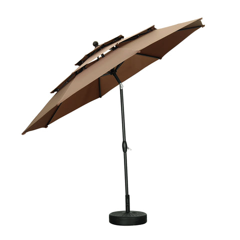 Ainfox 10FT 3 tier vented Patio Umbrella Outdoor Table Umbrella,Market Umbrella with Push Button Tilt and Crank for Garden, Lawn, Deck, Backyard & Pool