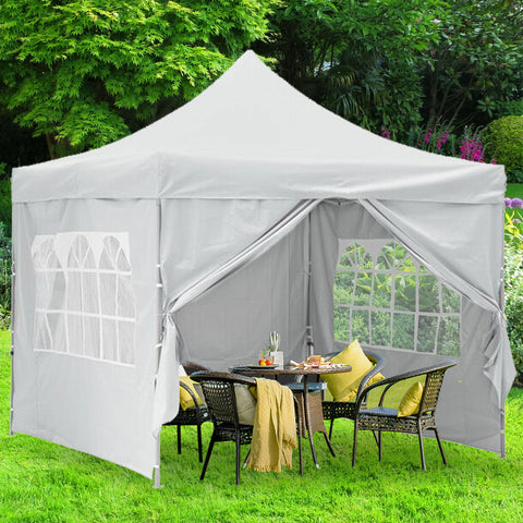 Ainfox 10x10 Feet Pop Up Backyard Canopy Tent, Instant Folding Shelter with 4 Sidewalls and Roller Bag for Party