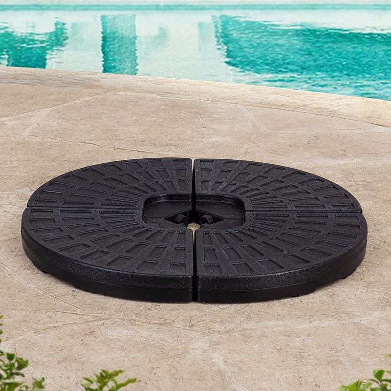 Ainfox HDPE Round Fan-Shaped Hanging Umbrella Base Stand for Patio – Black