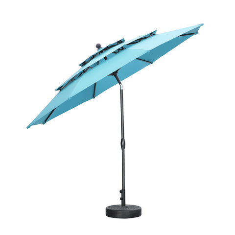 Ainfox 10FT 3 tier vented Patio Umbrella Outdoor Table Umbrella,Market Umbrella with Push Button Tilt and Crank for Garden, Lawn, Deck, Backyard & Pool