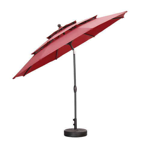 Ainfox 10FT 3 tier vented Patio Umbrella Outdoor Table Umbrella,Market Umbrella with Push Button Tilt and Crank for Garden, Lawn, Deck, Backyard & Pool