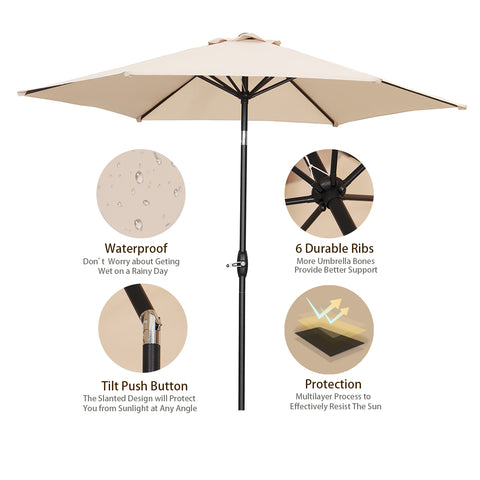 Ainfox 9FT Patio Umbrella Outdoor Table Umbrella with Push Button Tilt and Crank for Garden, Lawn, Deck, Backyard & Pool