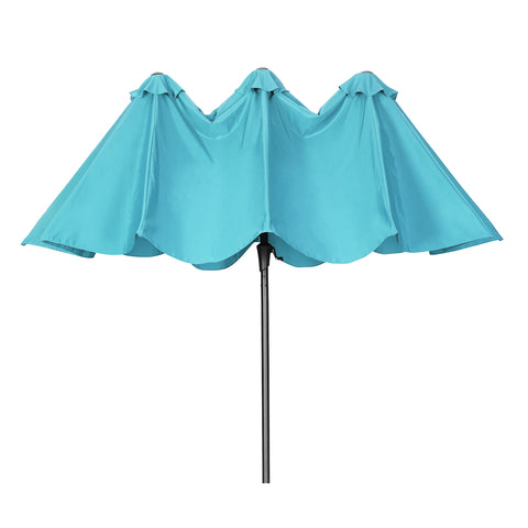 15Ft Double-Sided Patio Umbrella Outdoor Market Umbrella with Crank/Without Base