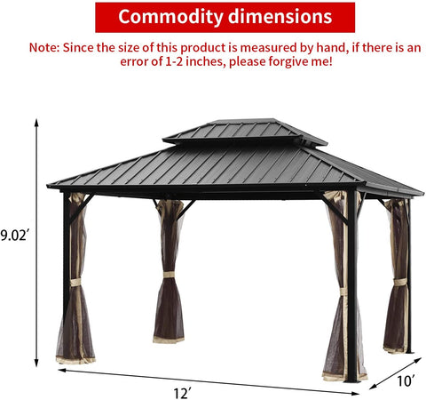 Ainfox 12 Ft. W x 10 Ft. D Aluminum Patio Gazebo