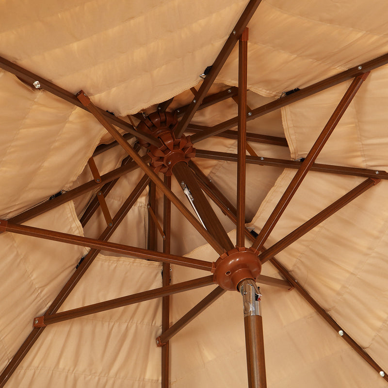GDY 9ft 2 Tier Outdoor Thatched Tiki Umbrella with Tilt Hand crank,32 built-in LED lights  Hawaiian Style Beach Patio Umbrella