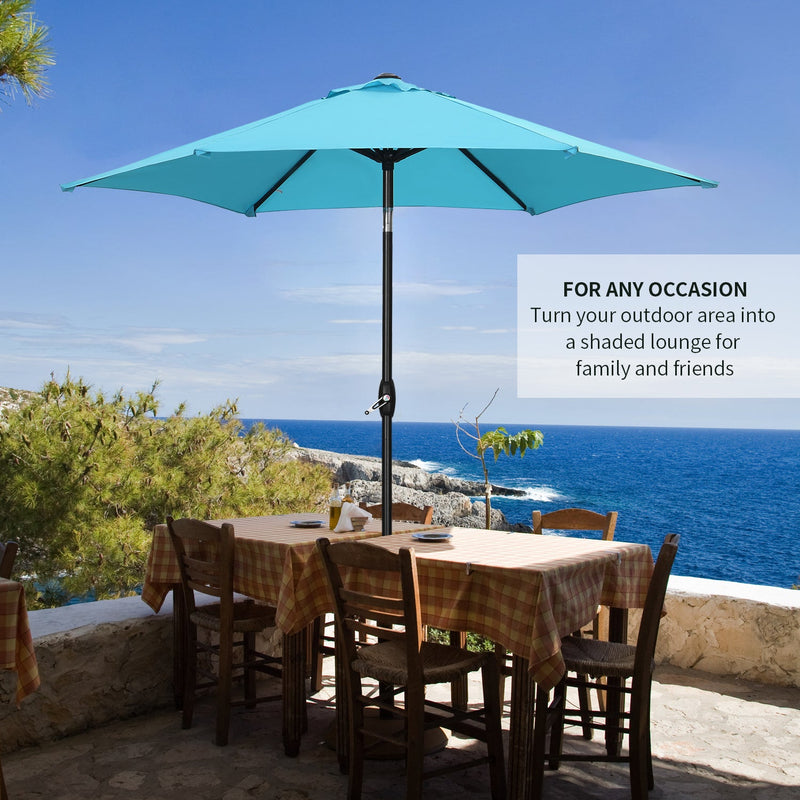 Ainfox 9FT Patio Umbrella Outdoor Table Umbrella with Push Button Tilt and Crank for Garden, Lawn, Deck, Backyard & Pool