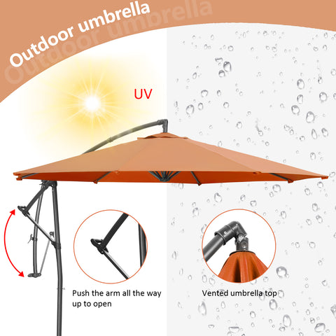 Ainfox 10FT Patio Offset Umbrella with 360 Degree Rotation and Cross Base for Garden Outdoor Swimming Pool & Large Market