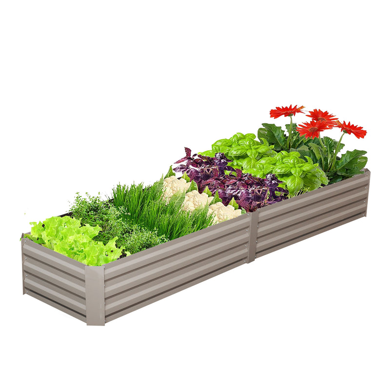Ainfox Raised Metal Garden Bed,Corrugated Steel Planter For Flowers And Vegetables,Metallic Gray