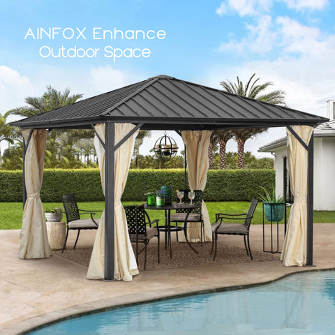 Ainfox 10*10Ft Outdoor Canopy With Mosquito,Single-layer top Iron Patio Canopy