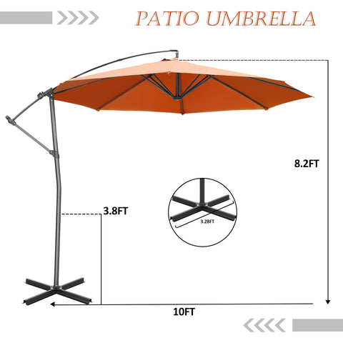 Ainfox 10FT Patio Offset Umbrella with 360 Degree Rotation and Cross Base for Garden Outdoor Swimming Pool & Large Market