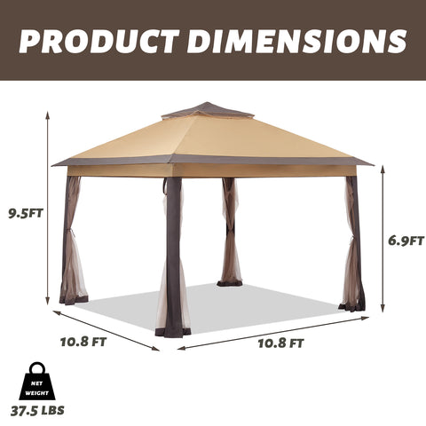 Ainfox Outdoor Pop Up Canopy with Sidewalls, Double-roofed & Extended Eaves