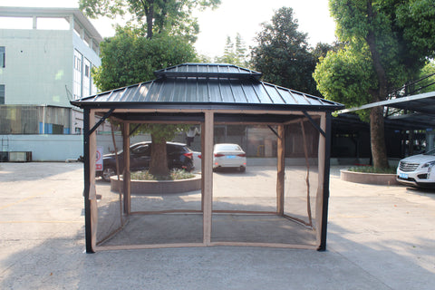 Ainfox 10*12 Double Roof Iron Gazebo,With Classic Thin Mosquito