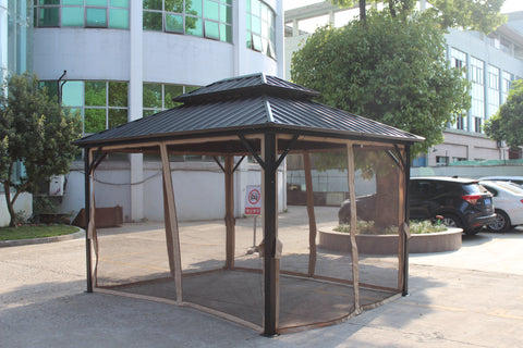 Ainfox 10*12 Double Roof Iron Gazebo,With Classic Thin Mosquito