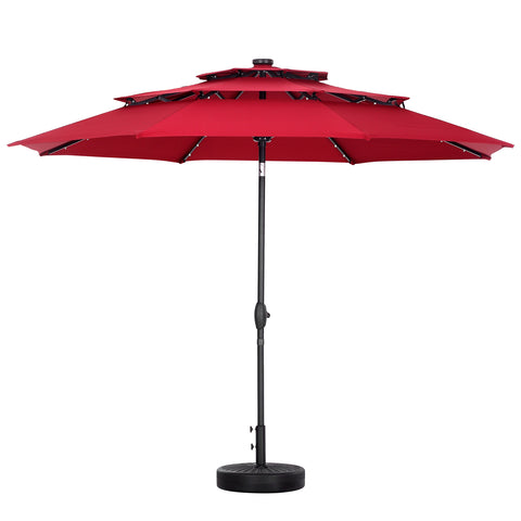 Ainfox 3 Tiers Patio Table Umbrella with Solar Lights Outdoor 10, Tilt and Crank, 8 Sturdy Ribs, Solar Power, With Seven Different Colors