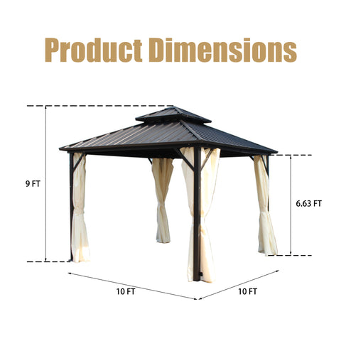 Ainfox 10 Ft. W x 10 Ft. D Aluminum Patio Gazebo