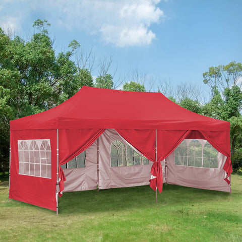 Ainfox 10x20Ft Pop up Canopy Tent, Party Heavy Duty Instant Gazebo with 4 Removable Sidewalls，4 Transparent Windows and 2 Zipper Doors