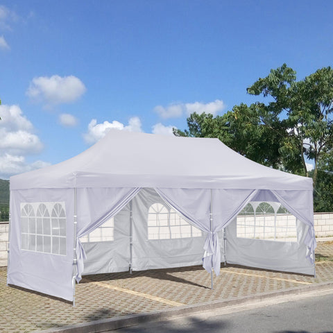 Ainfox 10x20Ft Pop up Canopy Tent, Party Heavy Duty Instant Gazebo with 4 Removable Sidewalls，4 Transparent Windows and 2 Zipper Doors