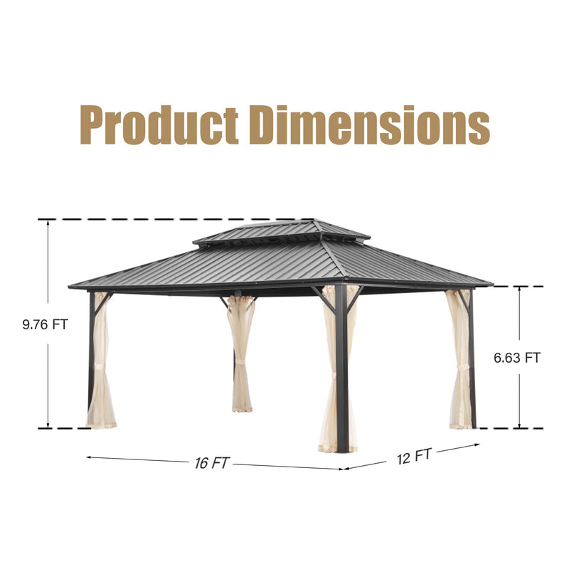 Ainfox 12*16Ft Patio Gabezo Outdoor Canopy with Mosquito
