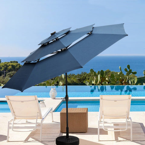 Ainfox 3 Tiers Patio Table Umbrella with Solar Lights Outdoor 10, Tilt and Crank, 8 Sturdy Ribs, Solar Power, With Seven Different Colors
