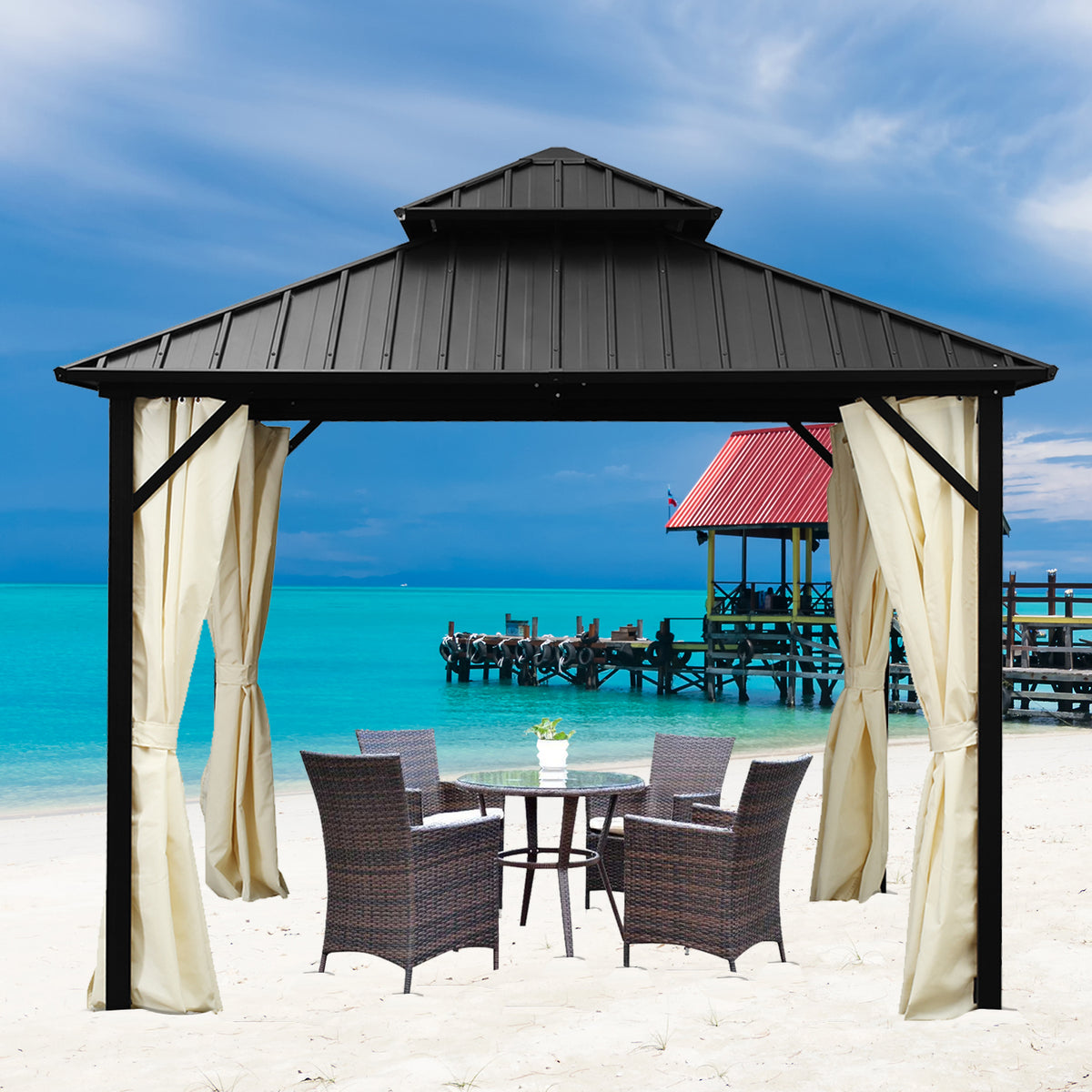 10 Ft. W x 10 Ft. D Aluminum Patio Gazebo