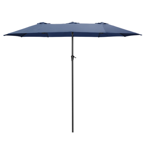 15Ft Double-Sided Patio Umbrella Outdoor Market Umbrella with Crank/Without Base