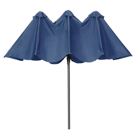 15Ft Double-Sided Patio Umbrella Outdoor Market Umbrella with Crank/Without Base