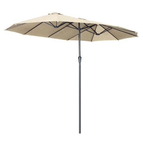 15Ft Double-Sided Patio Umbrella Outdoor Market Umbrella with Crank/Without Base